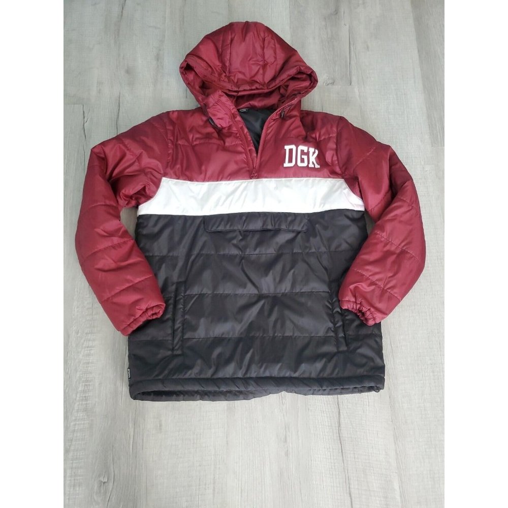 DGK Dirty Ghetto Kids Puffer 1/4 Zip Jacket w/ Hoodi, 100% Nylon, Size Small